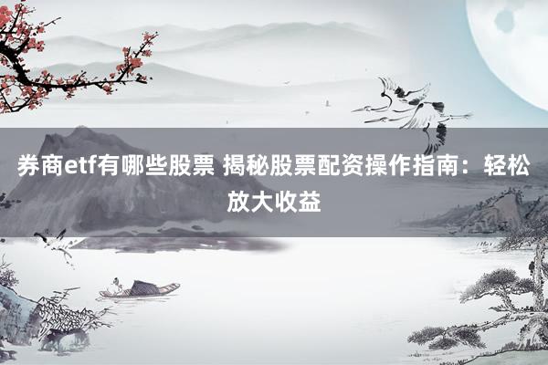 券商etf有哪些股票 揭秘股票配资操作指南：轻松放大收益